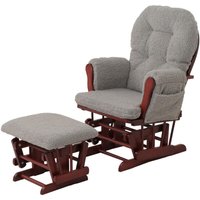 Neuwertig] Relaxsessel HHG 033, Schaukelstuhl Sessel Schwingstuhl + Hocker Stoff Bouclé 480g/m² Öko-Tex grau Gestell dunkel von HHG