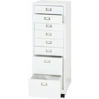 Neuwertig] Rollcontainer HHG 473, Schubladenschrank Stahlschrank Aktenschrank, Metall 115x40x41cm 8 Schubladen weiß von HHG
