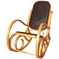 Neuwertig] Schaukelstuhl Gallarate, Schwingsessel Fernsehsessel, Massiv-Holz Eiche-Optik, Patchworkleder braun von HHG