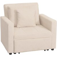 Neuwertig] Schlafsessel HHG 905, Klappsessel Gästebett Relaxsessel, Liegefläche 200x100cm Stoff/Textil Cord creme-weiß von HHG