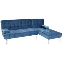 Neuwertig] Schlafsofa HHG 729, Couch Ecksofa Sofa, Liegefläche links/rechts Schlaffunktion 236cm Samt blau - blue von HHG