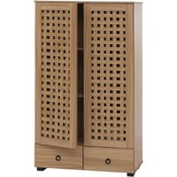 Neuwertig] Schrank HHG 358, Wohnzimmerschrank, 3D-Flecht-Design 2 Türen 3 Staufächer 2 Schubladen Soft-Close, 138x80x36cm braun von HHG