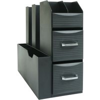 Neuwertig] Schreibtisch Organizer HHG 762, Büroablage Stiftehalter Aufbewahrungsbox mit 2 Schubladen und 7 Fächern, 29x14x33cm - black von HHG