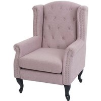 Neuwertig] Sessel Chesterfield Oxford, Relaxsessel Clubsessel Ohrensessel, wasserabweisend Stoff/Textil hellrosa ohne Ottomane von HHG