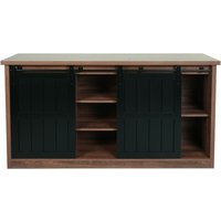 Neuwertig] Sideboard HHG 158, Highboard Regal Schrank Schiebetüre 7 Fächer Holz-Optik Industrial Metall 84x150x40cm braun von HHG