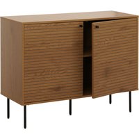 Neuwertig] Sideboard HHG 288, Kommode Schrank Anrichte, skandinavischer Stil Metall Holz Melamin mvg 86x110x40cm natur von HHG