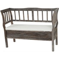 Neuwertig] Sitzbank HHG 434, Bank Truhenbank Holzbank Aufbewahrungstruhe, Staufach Kissen Holz 119cm braun, shabby - brown von HHG