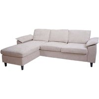 Neuwertig] Sofa-Garnitur HHG 198, Couch Ecksofa L-Form, Liegefläche links/rechts, Stoff (320 g/m²) Holz 84x229x140cm beige von HHG