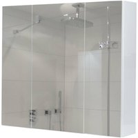 Neuwertig] Spiegelschrank HHG 806b, Badschrank Hängeschrank, 6 Regalböden hochglanz MVG-zertifiziert 70x80x16cm weiß von HHG