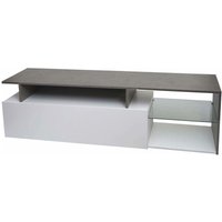 HHG - neuwertig] TV-Rack 639, Lowboard Fernsehtisch Sideboard TV-Schrank Kommode, Holz 47x170x40cm Staufach, Beton-Optik weiß - white von HHG