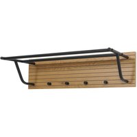 Neuwertig] Wandgarderobe HHG 313, 2 Kleiderstangen 4 Haken, skandinavischer Stil Metall Holz Melamin mvg 20x80x27cm natur von HHG