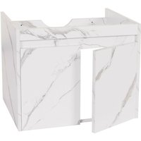 Neuwertig] Waschbeckenunterschrank HHG 632, Badezimmer Waschtisch Unterschrank, mvg Melamin 2 Türen 48x59x46cm Marmor-Optik weiß - white von HHG