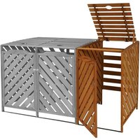 HHG - neuwertig] xl 1er-/2er-Mülltonnenverkleidung Erweiterung 545, Mülltonnenbox, 120x68x98cm Holz MVG-zertifiziert braun von HHG
