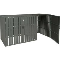 HHG - neuwertig] xl 1er-/2er-WPC-Mülltonnenverkleidung Erweiterung 990, Mülltonnenbox, Metall Holzoptik anthrazit von HHG