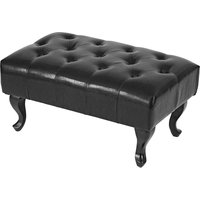 HHG - Ottomane Chesterfield Oxford, Sitzhocker Fußablage Hocker, wasserabweisend Kunstleder 39x77x47cm schwarz - black von HHG