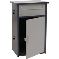 Paketkasten HHG-266, Paketbox Paketfach Paketstation Briefkasten 2 Fächer, Stahl 78x49x38cm dunkelgrau/hellgrau von HHG