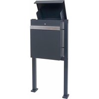 HHG - Paketkasten mit Standfuß 125, Paketbox Paketstation Standbriefkasten, Metall verzinkt anthrazit-Edelstahl von HHG