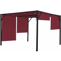 Pergola Beja, Garten Pavillon Terrassenüberdachung, stabiles 6cm-Stahl-Gestell + Schiebedach bordeaux-rot 3x3m - red von HHG