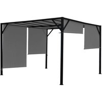 Pergola Beja, Garten Pavillon Terrassenüberdachung, stabiles 6cm-Stahl-Gestell + Schiebedach grau 4x3m von HEGELE
