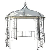 Pergola Cabrera, Rundpavillon Garten Pavillon, stabiles Stahl-Gestell, Ø 3m creme - beige von HHG