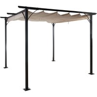 Pergola HHG-116, Garten Pavillon, stabiles 6cm-Gestell + Schiebedach 3,5x3,5m creme - beige von HHG