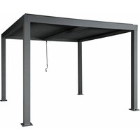 Pergola HHG 269, Gartenpavillon Lamellen-Pavillon, 10cm-Aluminium-Gestell, Regenrinne sturmfest, 3x3m anthrazit - grey von HHG