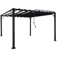 Pergola HHG 768, Garten Lamellen-Pavillon Terrassenüberdachung, 8cm-Alu-Gestell Stoff/Textil, 3x3m anthrazit - grey von HHG