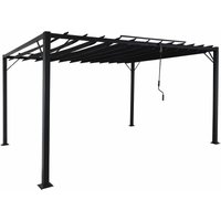 HHG - Pergola 770, Garten Lamellen-Pavillon Terrassenüberdachung, 8cm-Alu-Gestell Stoff/Textil, 3x4m anthrazit - grey von HHG