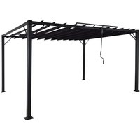 Pergola HHG 770, Garten Lamellen-Pavillon Terrassenüberdachung, 8cm-Alu-Gestell Stoff/Textil, 3x4m anthrazit von HHG