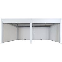 Pergola HHG 927 mit 6x Seitenwand, Gartenpavillon Lamellen-Pavillon Rollo, 11cm-Alu-Gestell, sturmfest 3x6m weiß von HHG