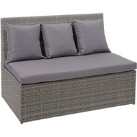 HHG - Poly-Rattan 2er Sofa 868, Lounge-Gartenbank Sitzbank Sessel, Gastronomie 120cm grau, Kissen dunkelgrau von HHG
