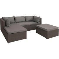 Poly-Rattan Garnitur HHG 562, Balkon-/Garten-/Lounge-Set Sofa Sitzgruppe grau Polster hellgrau von HHG
