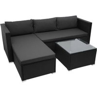 HHG - Poly-Rattan Garnitur 831, Balkon-/Garten-/Lounge-Set Sofa Sitzgruppe schwarz, Kissen dunkelgrau ohne Deko-Kissen HHG - Poly-Rattan Garnitur 831, Balkon-/Garten-/Lounge-Set Sofa Sitzgruppe schwarz, Kissen dunkelgrau ohne Deko-Kissen von HHG