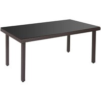HHG - Poly-Rattan Gartentisch Chieti, Esstisch Tisch mit Glasplatte, 160x90x74cm braun - brown von HHG