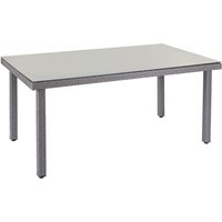 Poly-Rattan Gartentisch Chieti, Esstisch Tisch mit Glasplatte, 160x90x74cm grau - grey von HHG