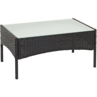 Poly-Rattan Gartentisch Hamar, Beistelltisch Tisch mit Glasplatte anthrazit - black von HHG