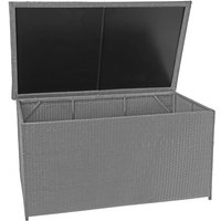 Poly-Rattan Kissenbox HHG-570, Gartentruhe Auflagenbox Truhe Basic grau, 80x160x94cm 950l - grey von HHG