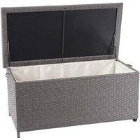 Poly-Rattan Kissenbox HHG 570, Gartentruhe Auflagenbox Truhe Premium grau, 51x115x59cm 250l - grey von HHG