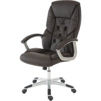 Profi-Bürostuhl H42 XXL, Chefsessel Drehstuhl, 150kg belastbar Kunstleder braun von HHG