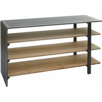 Regal HHG 582, Wohnregal Bücherregal Schuhregal Sideboard, Massiv-Holz Industrial 72x119x40cm, natur mit Metall-Optik - grey von HHG
