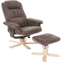 Relaxsessel H56, Fernsehsessel TV-Sessel mit Hocker, Stoff/Textil Wildlederimitat braun - brown von HHG