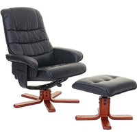 Relaxsessel HHG 320, Fernsehsessel Liegesessel TV-Sessel mit Hocker Kunstleder schwarz - black von HHG