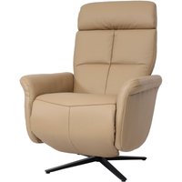 Relaxsessel HHG 378, Design Fernsehsessel TV-Sessel Liegesessel, Liegefunktion drehbar, Voll-Leder taupe - brown von HHG