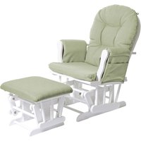 Relaxsessel HHG 721, Schaukelstuhl Sessel Schwingstuhl mit Hocker Stoff/Textil, hellgrün, Gestell weiß - green von HHG