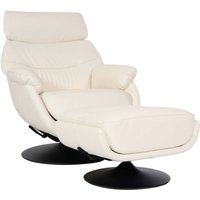 Relaxsessel mit Hocker HHG 356, Fernsehsessel Sessel, Wippfunktion drehbar, Metall Echtleder/Kunstleder creme-weiß Relaxsessel mit Hocker HHG 356, Fernsehsessel Sessel, Wippfunktion drehbar, Metall Echtleder/Kunstleder creme-weiß von HHG