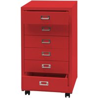 Rollcontainer HHG-460, Schubladenschrank Stahlschrank Aktenschrank, Metall 75x40x41cm 6 Schubladen rot - red von HHG