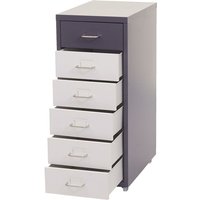 HHG - Rollcontainer Preston T851, Schubladenschrank Stahlschrank, 69x28x41cm 6 Schubladen dunkelgrau weiß-dunkelgrau - grey von HHG