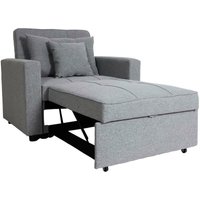 Schlafsessel HHG 095, Klappsessel Schlafsofa Gästebett Relaxsessel, Liegefläche 197x103cm Stoff/Textil hellgrau von HHG