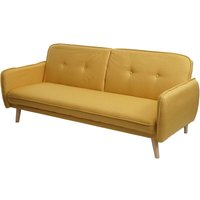 Schlafsofa HHG 468, Couch Klappsofa Gästebett Bettsofa, Schlaffunktion Stoff/Textil 185cm gelb - yellow von HHG