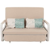 Schlafsofa HHG 525, Schlafcouch Couch Sofa, Schlaffunktion Bettkasten Liegefläche, 130x185cm Stoff/Textil beige von HHG
